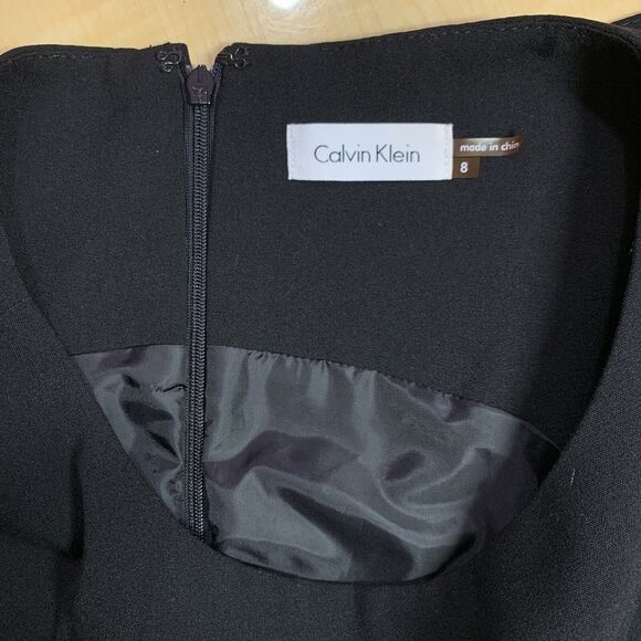 Calvin Klein Dress Black 8 Medium Ruffle Bodycon Formal Classic Zipper Career - Picture 11 of 16